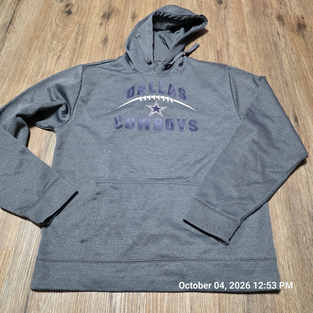 Dallas Cowboys NFL Mens Gray Performance Graphic Hoodie Sweatshirt Large